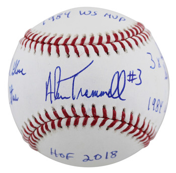 Tigers Alan Trammell "Career Stat" Authentic Signed Oml Baseball BAS Witnessed