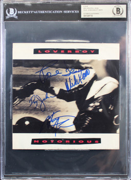 Loverboy (4) Reno, Dean, Johnson & Smith Signed 45 RPM Album Cover BAS Slabbed