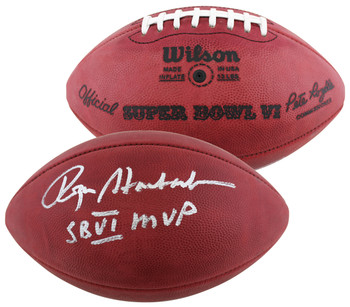 Cowboys Roger Staubach "SB VI MVP" Signed SB VI Logo Nfl Football BAS Witnessed