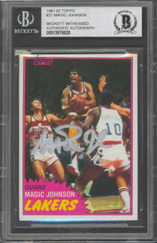 Lakers Magic Johnson Signed 1981 Topps #21 Card Autographed BAS Slab