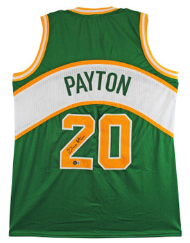 Gary Payton Authentic Signed Green Pro Style Jersey Autographed BAS Witnessed