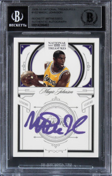 Magic Johnson Signed 2009 National Treasures #152 #65/99 Card Auto 10! BAS Slab