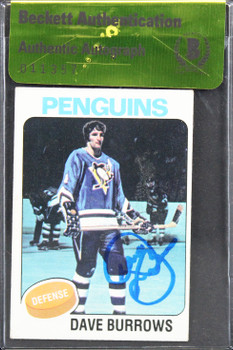 Penguins Dave Burrows Authentic Signed 1975 Topps #186 Card BAS #11357