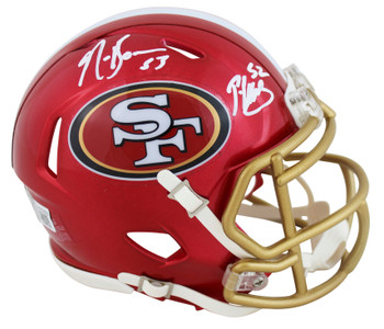 49ers Patrick Willis & Navorro Bowman Signed Flash Speed Mini Helmet BAS Witness