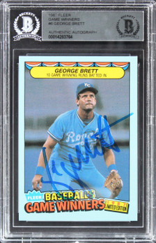 Royals George Brett Authentic Signed 1987 Fleer Game Winners #6 Card BAS Slabbed