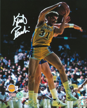 Lakers Kurt Rambis Authentic Signed 8x10 Rebounding Photo BAS Witnessed