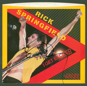 Rick Springfield Authentic Signed I Get Excited 45 RPM Album Cover BAS #BG83016