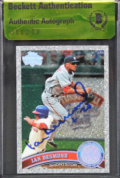 Nationals Ian Desmond Authentic Signed 2011 Topps Diamond #308 Card BAS #11273