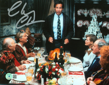 Chevy Chase Christmas Vacation Signed 8x10 Turkey Dinner Photo BAS Witnessed