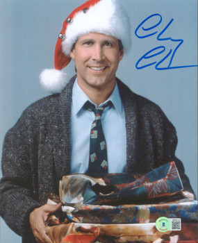 Chevy Chase Christmas Vacation Signed 8x10 Vertical Presents Photo BAS Witnessed