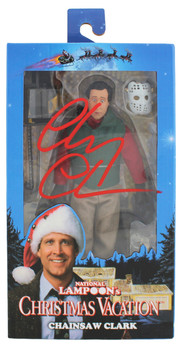 Chevy Chase Christmas Vacation Signed NECA Chainsaw Clark Figure Red Sig BAS Wit