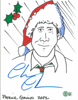 Chevy Chase Christmas Vacation Signed 8.5x11 Hand Drawn Sketch BAS Wit #WZ44414