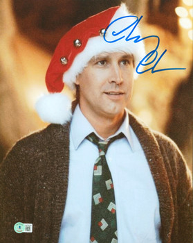 Chevy Chase Christmas Vacation Signed 11x14 Vertical Santa Hat Photo BAS Witness