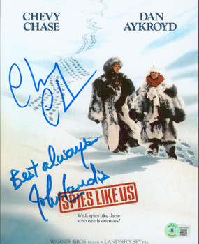 Chevy Chase & John Landis Spies Like Us Authentic Signed 8x10 Photo BAS #WZ76791
