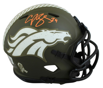 Broncos Champ Bailey Signed Salute To Service Speed Mini Helmet BAS Witnessed