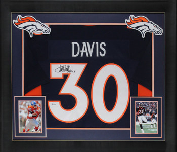 Terrell Davis "HOF 17" Signed Navy Blue Pro Style Framed Jersey BAS Witnessed