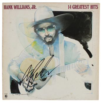 Hank Williams Jr. Authentic Signed 14 Greatest Hits Album Cover BAS #BG83047
