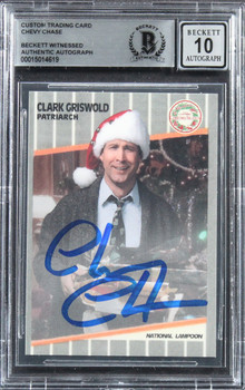 Chevy Chase Christmas Vacation Signed Custom Trading Card Auto 10! BAS Slabbed 5