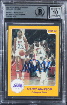 Lakers Magic Johnson Authentic Signed 1986 Star #2 Card Auto 10! BAS Slabbed