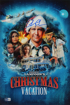 Chevy Chase Christmas Vacation Authentic Signed 12x18 Photo BAS Witnessed