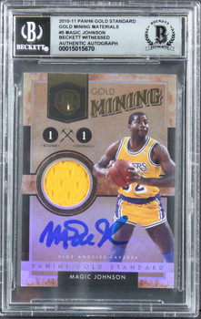 Magic Johnson Signed 2010 Panini Gold Standard #5 #43/99 Card Auto 10! BAS Slab