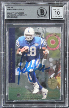 Colts Marshall Faulk Authentic Signed 1994 SP #3 Rookie Card Auto 10 BAS Slabbed