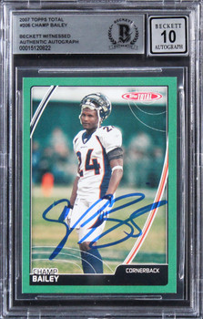 Broncos Champ Bailey Signed 2007 Topps Total #206 Card Auto 10! BAS Slabbed