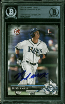 Rays Brendan McKay Authentic Signed 2017 Bowman Draft #BDC100 Card BAS Slabbed