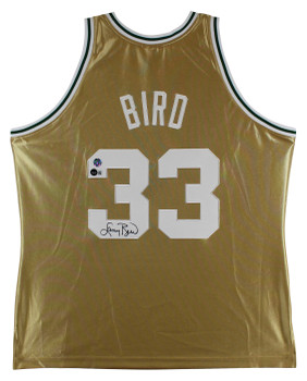 Celtics Larry Bird Authentic Signed Gold 75th M&N HWC Swingman Jersey BAS Wit