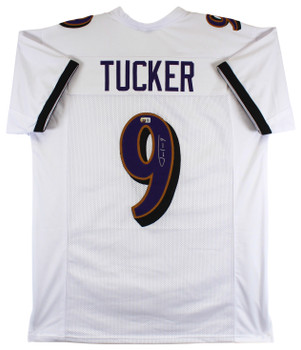 Justin Tucker Authentic Signed White Pro Style Jersey Autographed BAS Witnessed