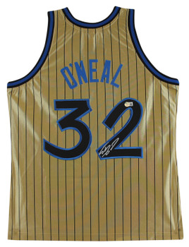 Magic Shaquille O'Neal Authentic Signed Gold M&N 75th Anniversary Jersey BAS Wit