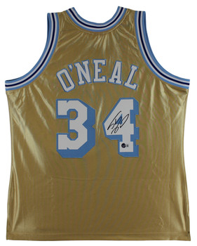 Lakers Shaquille O'Neal Authentic Signed Gold M&N 75th Anniversary Jersey BAS W