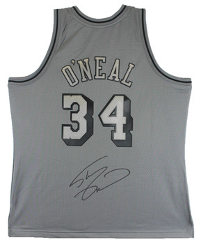 Lakers Shaquille O'Neal Signed Charcoal Grey M&N HWC Swingman Jersey BAS Witness