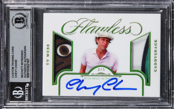 Chevy Chase Caddyshack Signed Gold #'d/5 Patch Trading Card Auto 10! BAS Slabbed