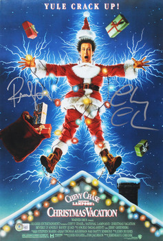 Chevy Chase & Randy Quaid Christmas Vacation Signed 12x18 Photo BAS Wit 1