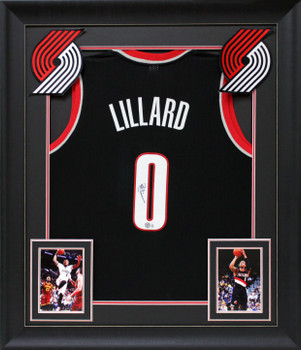 Damian Lillard Authentic Signed Black Pro Style Framed Jersey BAS Witnessed