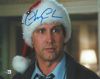 Chevy Chase Christmas Vacation Signed 11x14 Closeup w/ Santa Hat Photo BAS Wit 1