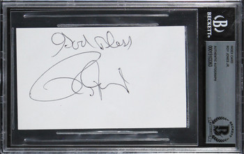 Roy Jones Jr. "God Bless" Authentic Signed 3x5 Index Card BAS Slabbed