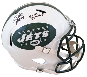 Jets Darrelle Revis Signed 98-18 TB Full Size Speed Rep Helmet BAS Witnessed