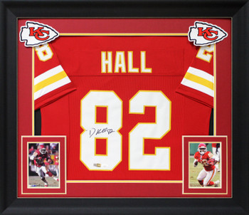 Dante Hall Authentic Signed Red Pro Style Framed Jersey Autographed JSA Witness