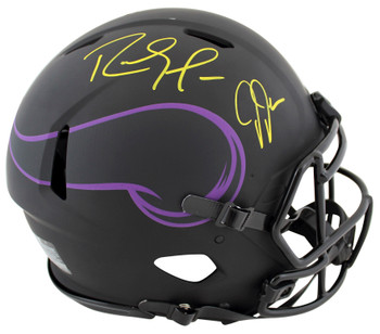 Randy Moss & Justin Jefferson Signed Eclipse F/S Speed Proline Helmet BAS Wit