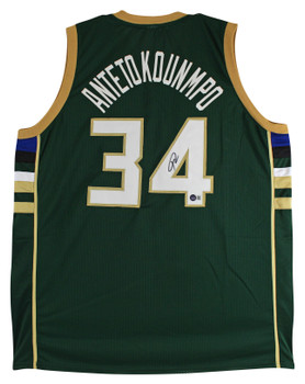 Giannis Antetokounmpo Authentic Signed Green Pro Style Jersey BAS Witnessed