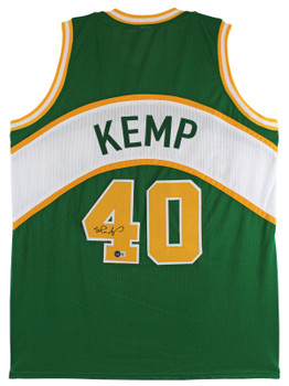 Shawn Kemp Authentic Signed Green Pro Style Jersey Autographed BAS Witnessed