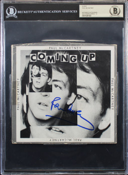 Paul McCartney Signed Coming Up 45 RPM Album Cover Auto Graded 10! BAS Slabbed