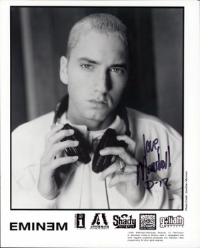 Eminem "Love D-12" Authentic Signed 8x10 Black & White Promo Photo BAS #AA01476