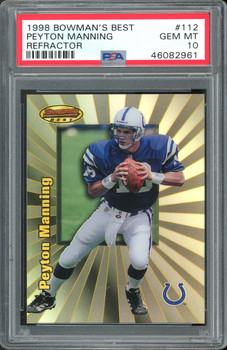 Colts Peyton Manning 1998 Bowman's Best #112 RC #178/400 Card Gem 10 PSA Slab
