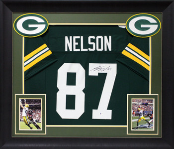 Jordy Nelson Authentic Signed Green Pro Style Framed Jersey BAS Witnessed