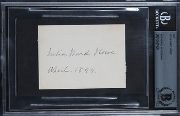 Julia Ward Howe "April 1895" Authentic Signed 2.5x3.5 Cut Signature BAS Slabbed