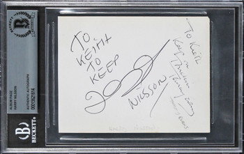 Harry Nilsson "To Keith to Keep" Authentic Signed 3.5x4.5 Album Page BAS Slabbed