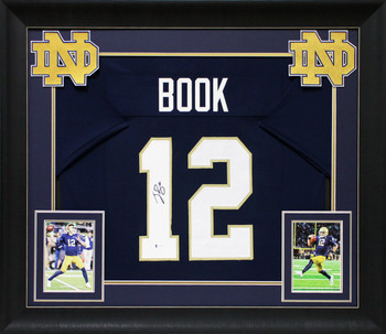 Notre Dame Ian Book Authentic Signed Navy Blue Pro Style Framed Jersey BAS Wit